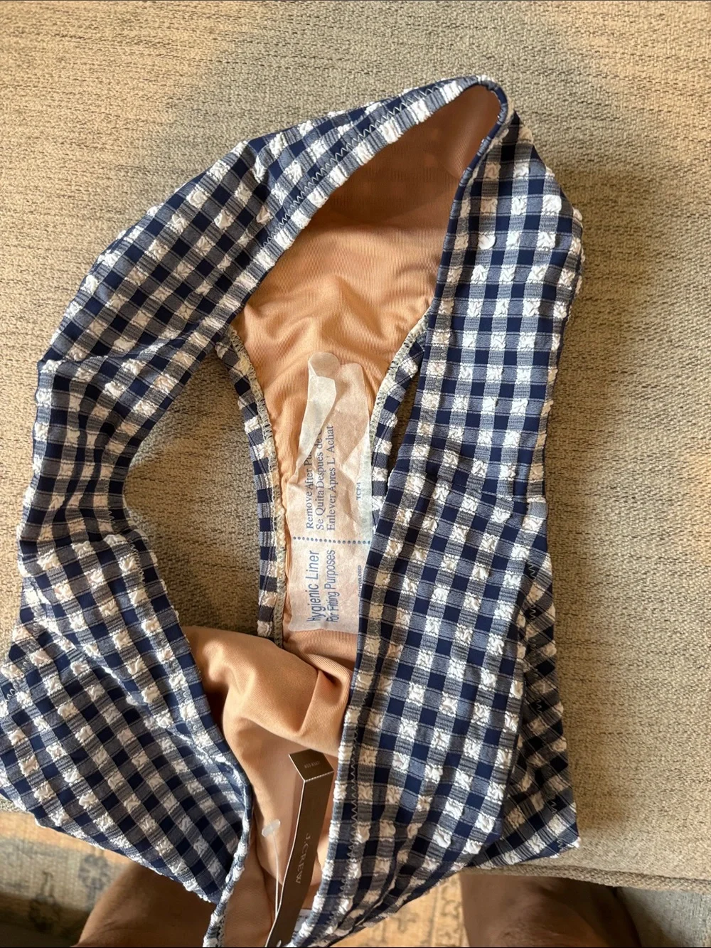 J. Crew Navy and White Gingham Bikini Bottoms